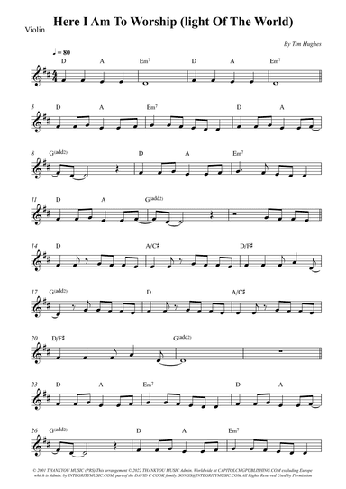 Here I Am To Worship (light Of The World) (arr. Wesley S. SIlva)