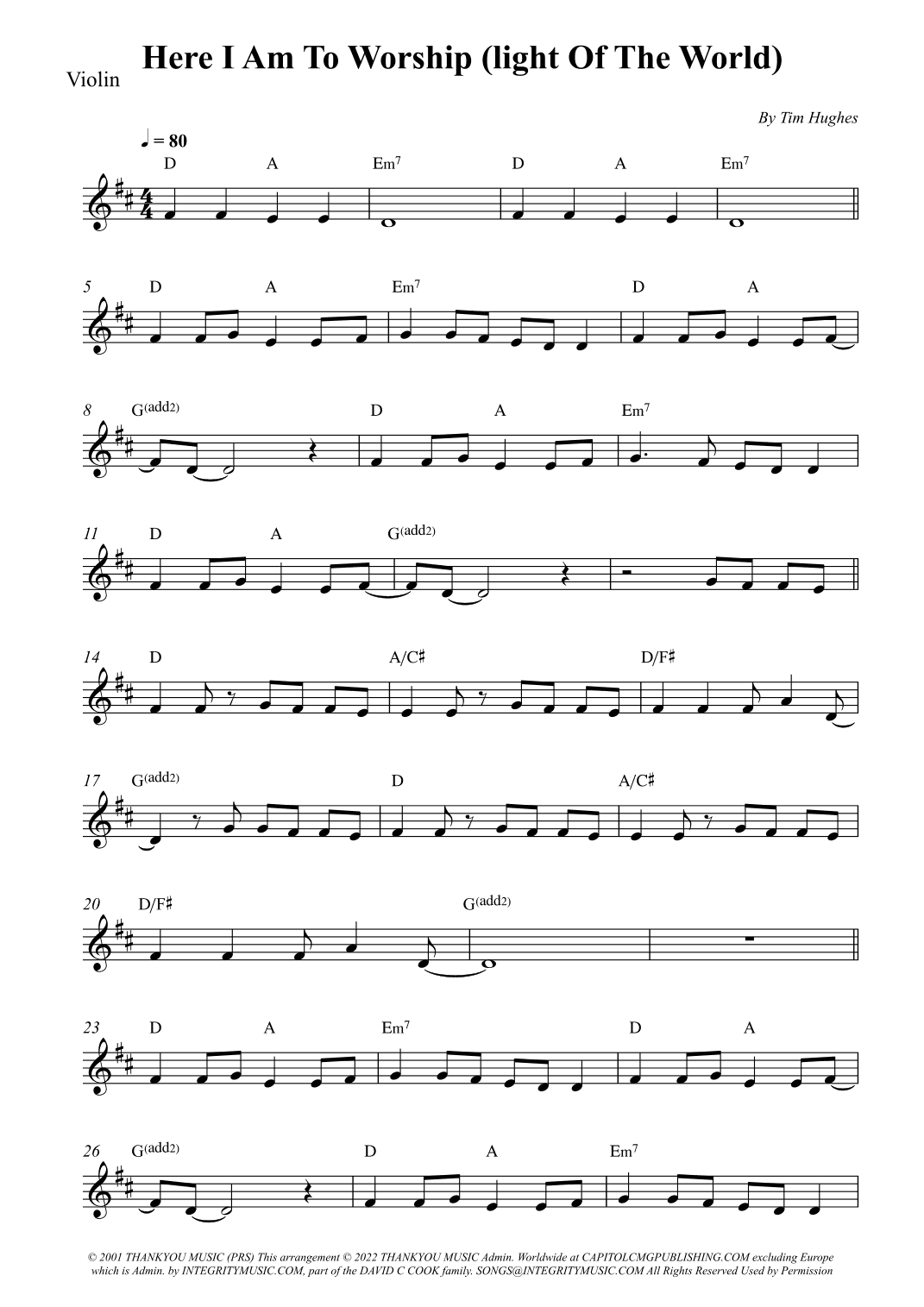 Here I Am To Worship (light Of The World) (arr. Wesley S. SIlva)