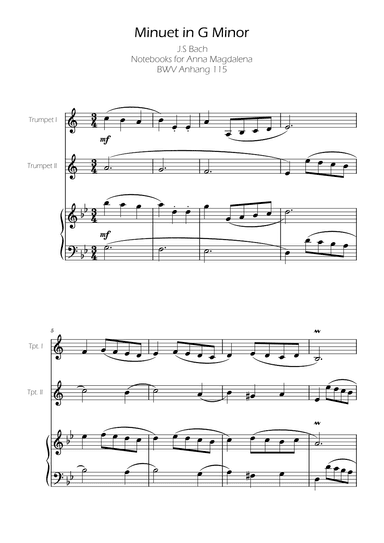 Minuet in G minor BWV Anh. 115 - Bach - Trumpet Duet (arr. Ygor Nunes)