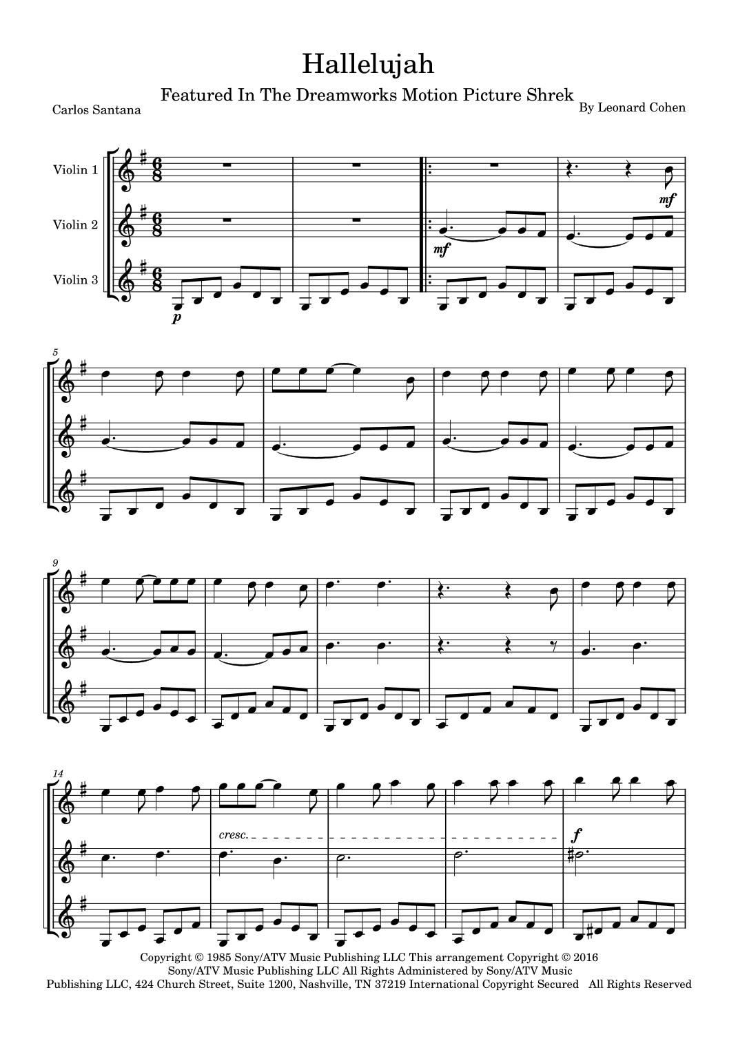 Hallelujah (arr. Carlos Santana)