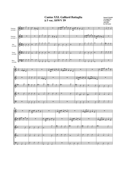 Galliard battaglia SSWV 59 (arrangement for 5 recorders) (arr. Gil Garty)
