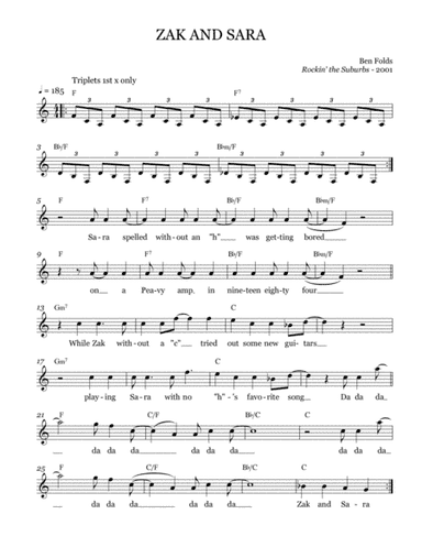 Zak And Sara (arr. Brock Chart)