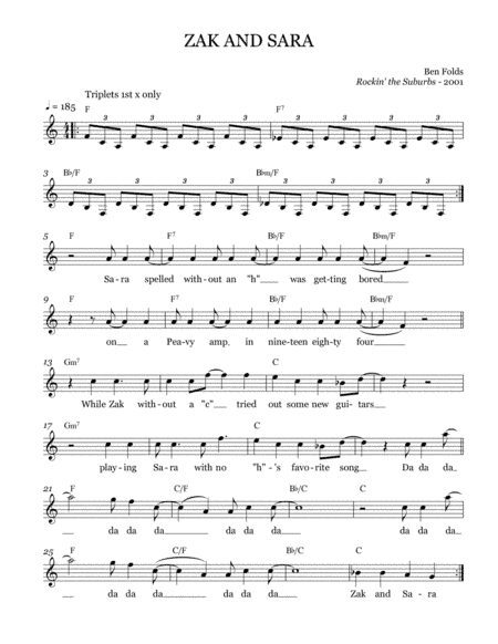 Zak And Sara (arr. Brock Chart)
