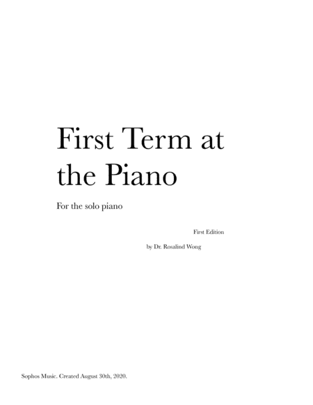 First Term at the Piano (for piano solo)