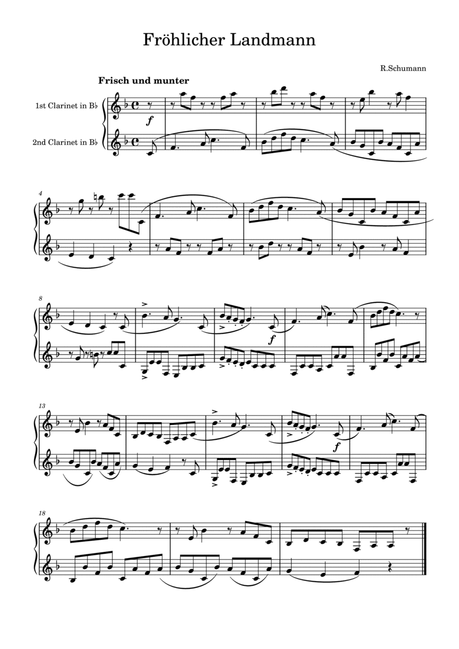 R.Schumann: Fröhlicher Landmann for two clarinets (arr. Saho Omukai)