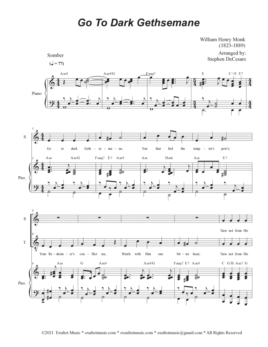 Go To Dark Gethsemane (Duet for Soprano and Tenor solo) (arr. Stephen DeCesare)