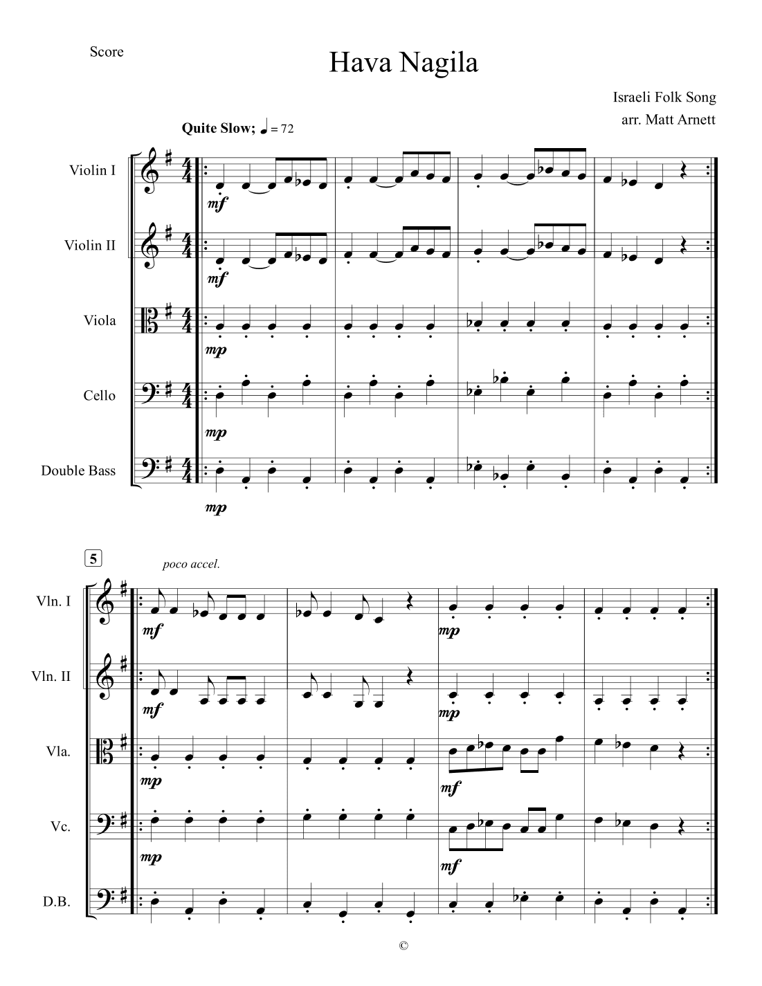 Hava Nagila (arr. Matt Arnett)