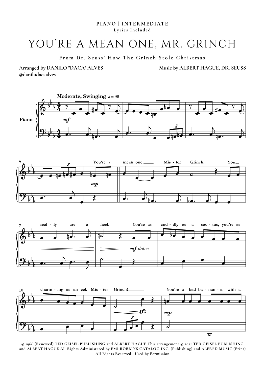 You're A Mean One, Mr. Grinch (arr. Danilo "Daca" Alves)