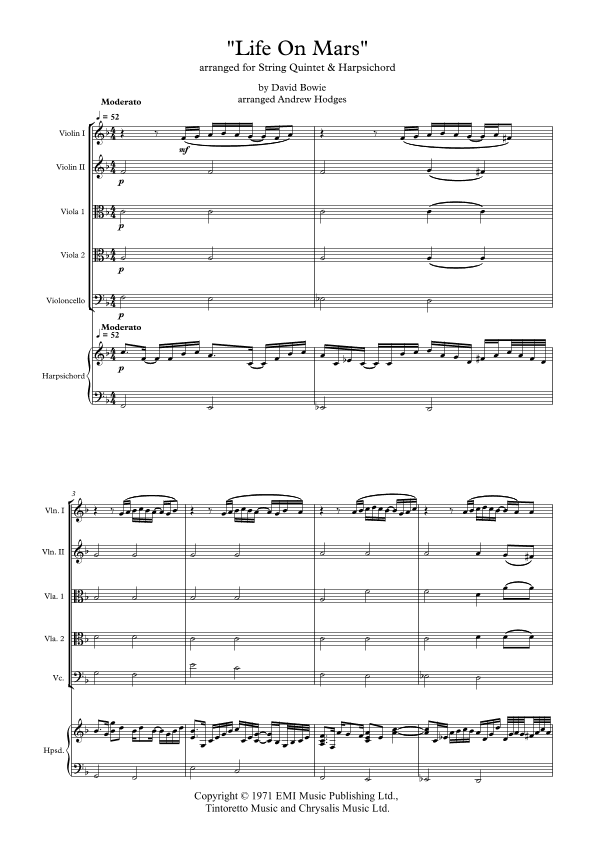 Life On Mars (arr. Andrew Hodges)