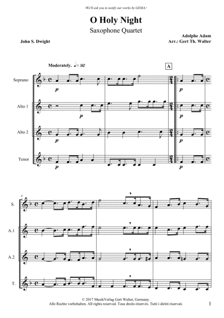 O Holy Night (arr. Gert Th. Walter)