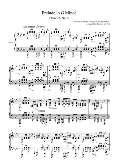 Prelude Opus 23 No. 5 in G Minor (arr. Zachary Corbett)