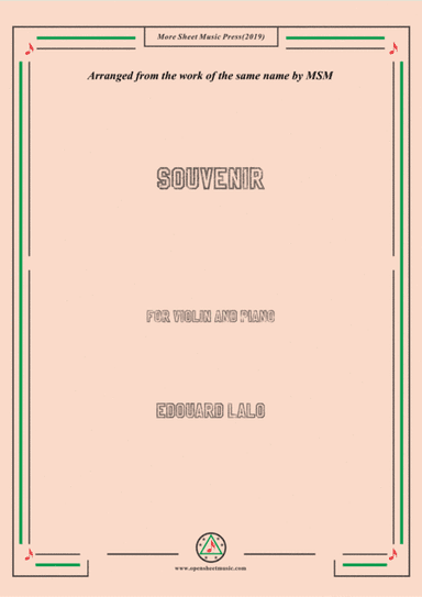 Lalo-Souvenir, for Violin and Piano (arr. MSM)