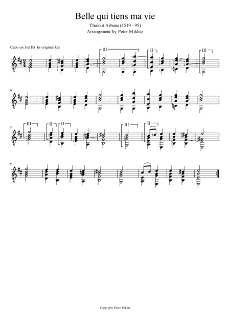 Belle Qui Tiens Ma Vie (arr. Peter Miklitz)