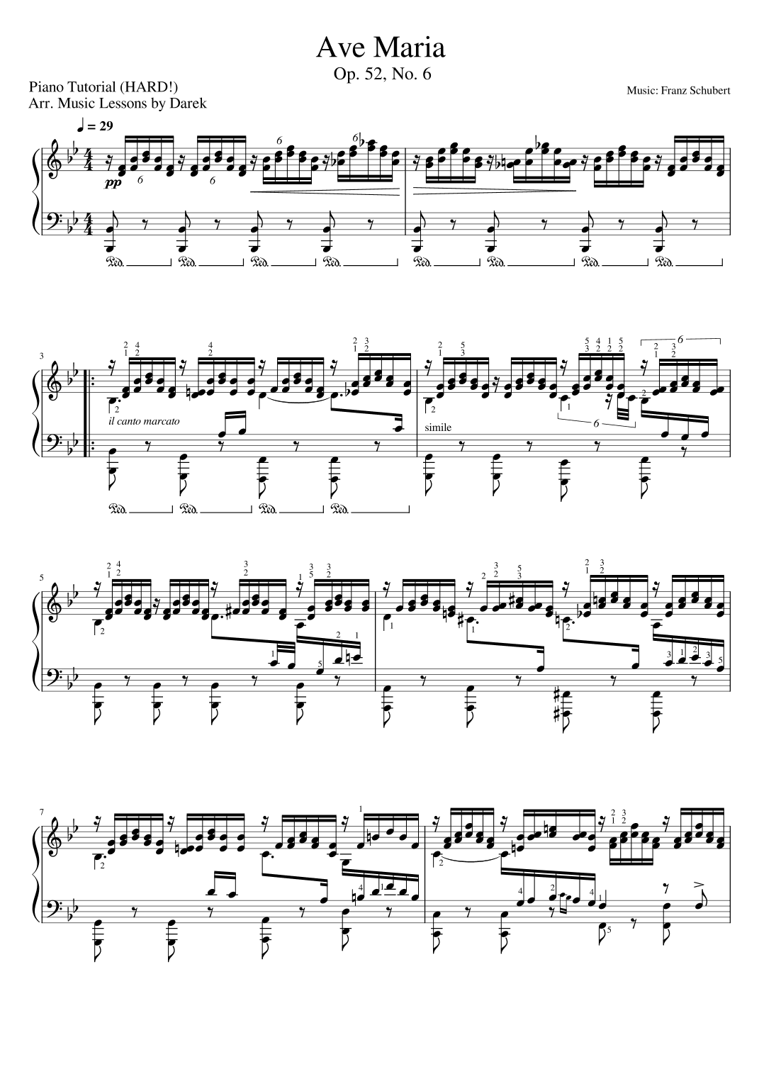 Ave Maria (HARD PIANO) Op. 52, No. 6 [Franz Schubert] (arr. Darek)