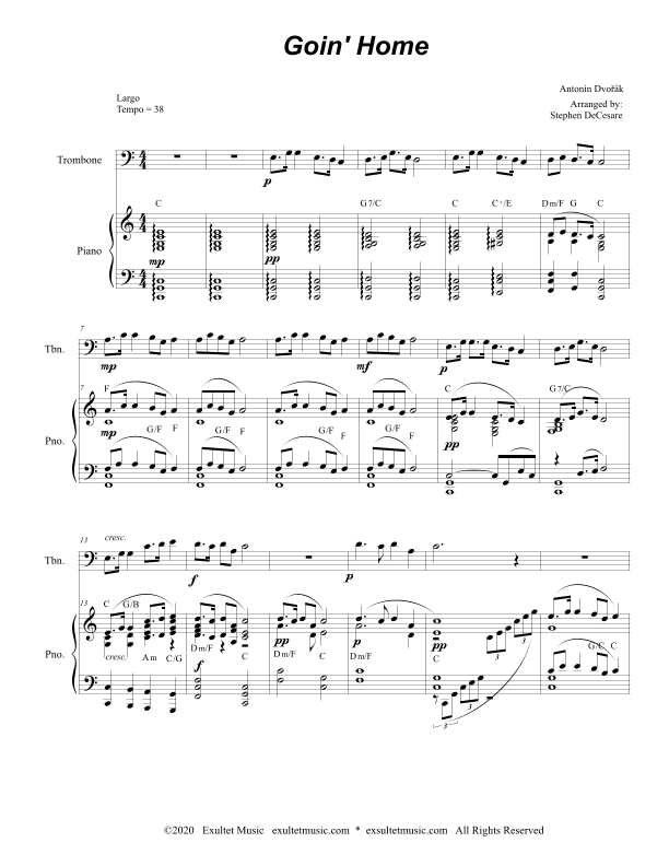 Goin' Home (for Trombone Solo and Piano) (arr. Stephen DeCesare)