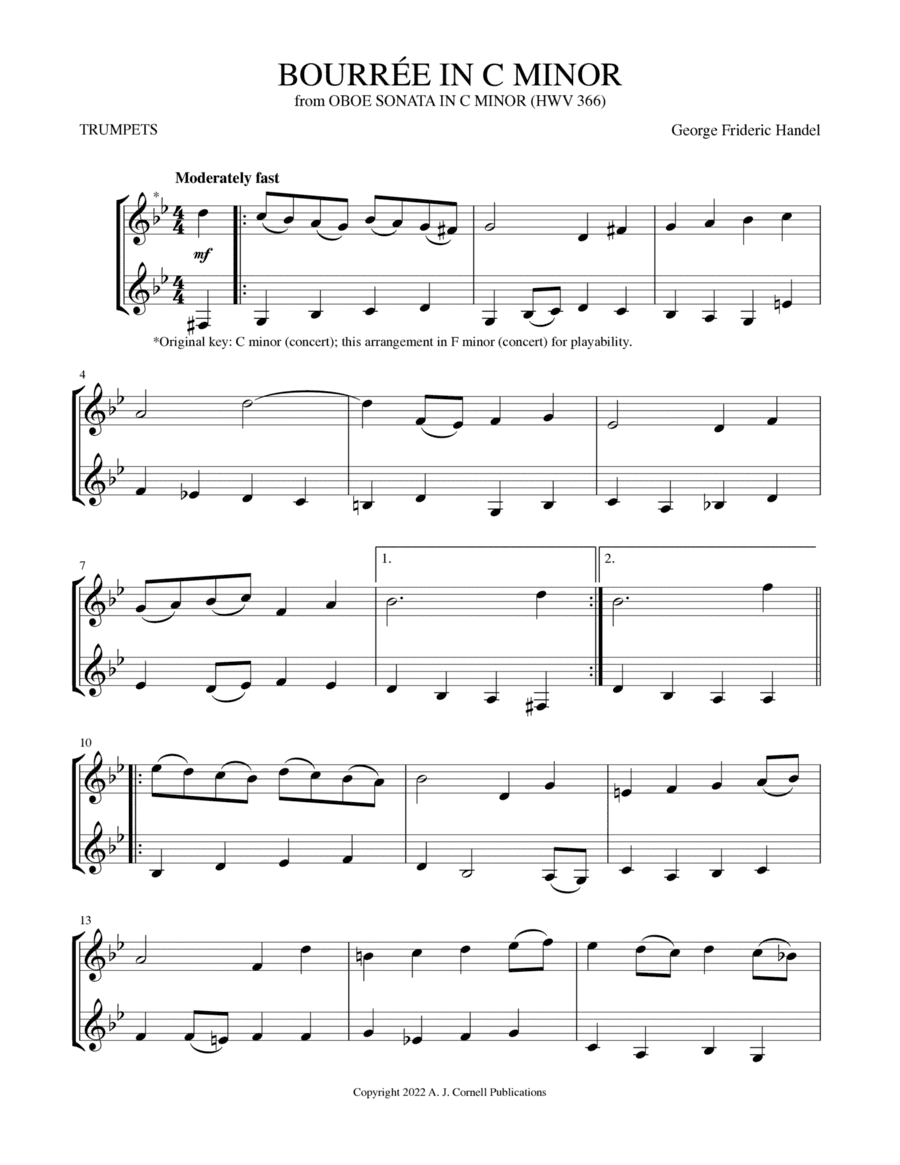 Bourre´e in C Minor (from Oboe Sonata in C Minor) (arr. Mark Phillips)