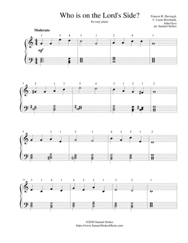 Who is on the Lord's Side? - for easy piano (arr. Samuel Stokes)