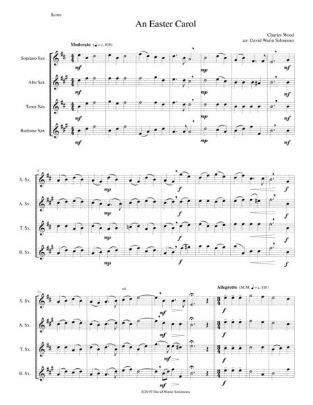 Easter Carol for saxophone quartet (arr. David Warin Solomons)