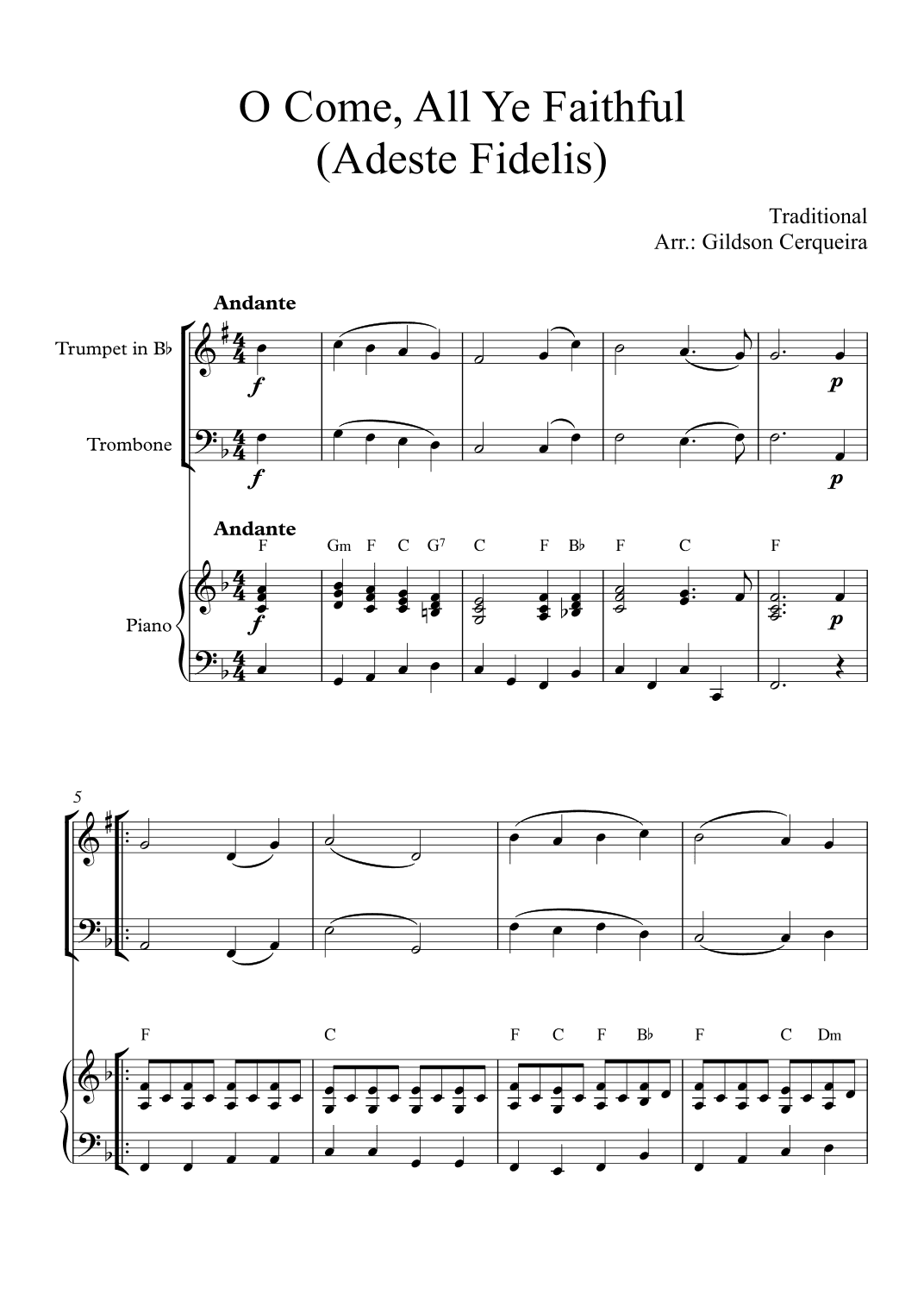 O Come, All Ye Faithful (Adeste Fidelis) (arr. Gildson Cerqueira)