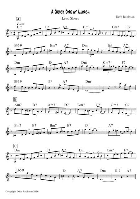 A Quick One At Lunch (Lead Sheet)