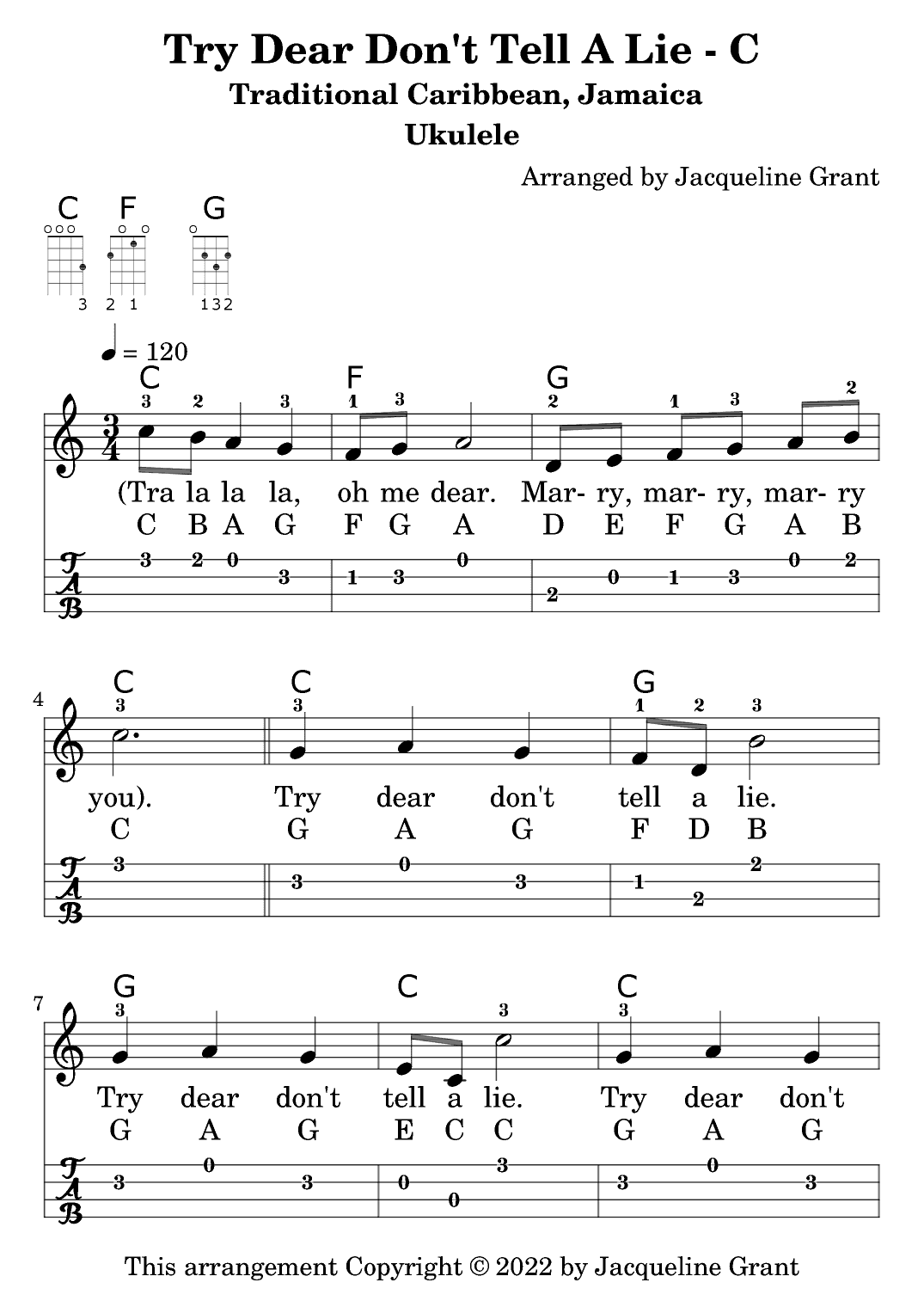 Try Dear Don't Tell A Lie (arr. Jacqueline Grant)