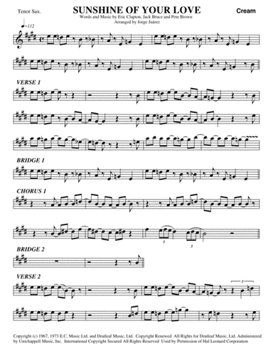 Sunshine Of Your Love (arr. Jorge Juárez)