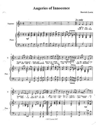 Four Blake Songs for Soprano/Tenor