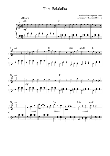 Tum Balalaika (for piano solo) (arr. Kaiserin Rebecca)