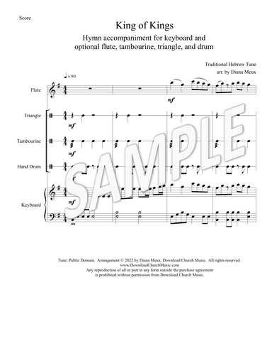 King of kings (keyboard accompaniment with optional flute and percussion) (arr. Diana Meux)