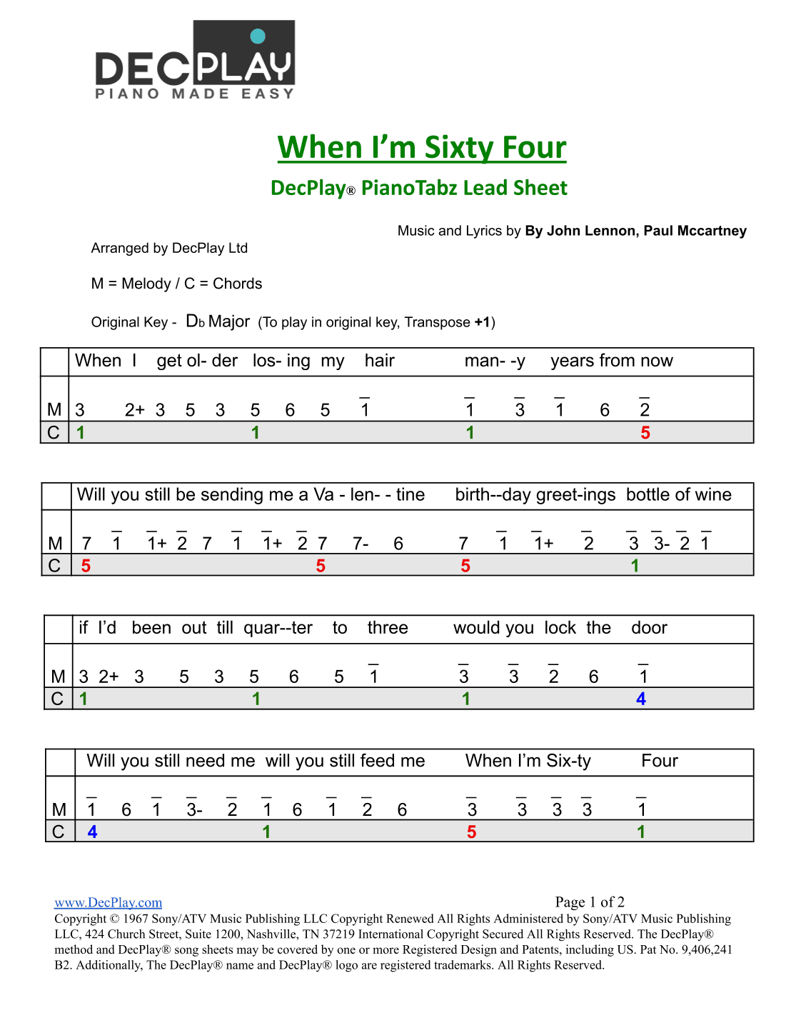 When I'm Sixty-four (arr. DecPlay Ltd)