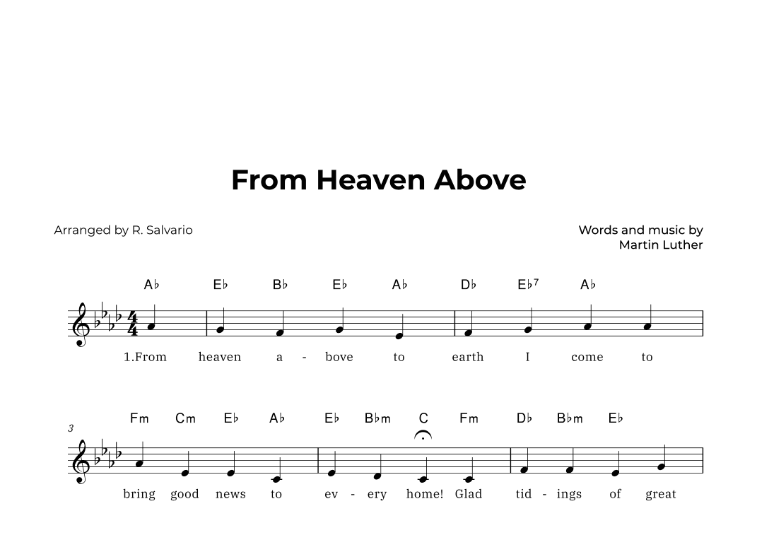 From Heaven Above (Key of A-Flat Major) (arr. R. Salvario)