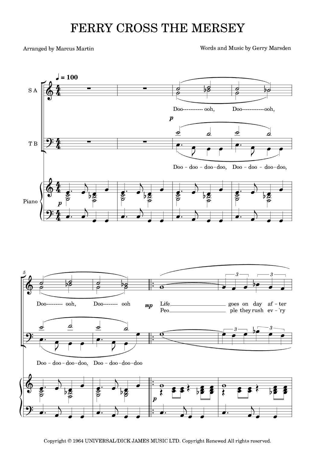Ferry 'cross The Mersey (arr. Marcus Martin)