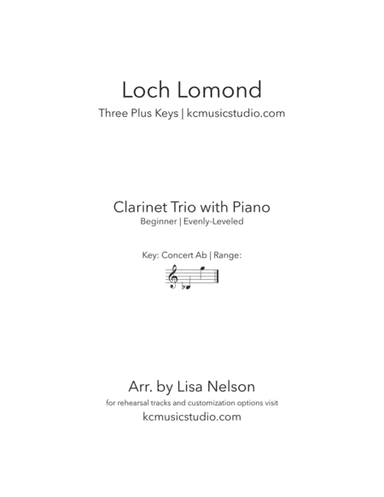 Loch Lomond - Clarinet Trio with Piano Accompaniment (arr. Lisa Nelson)