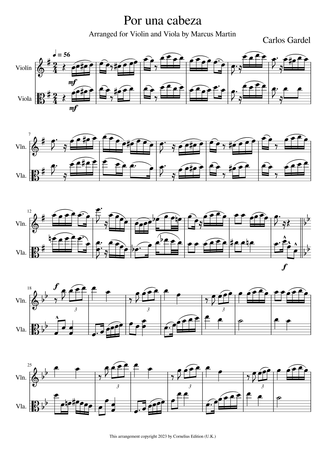 Por Una Cabeza (arr. Marcus Martin)