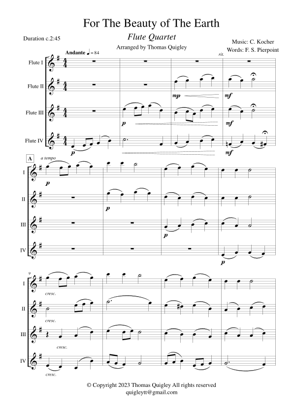 For the Beauty of the Earth (arr. Thomas Quigley)