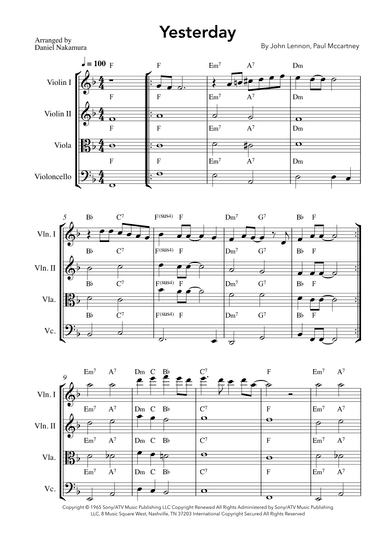 Yesterday (arr. Daniel Nakamura)