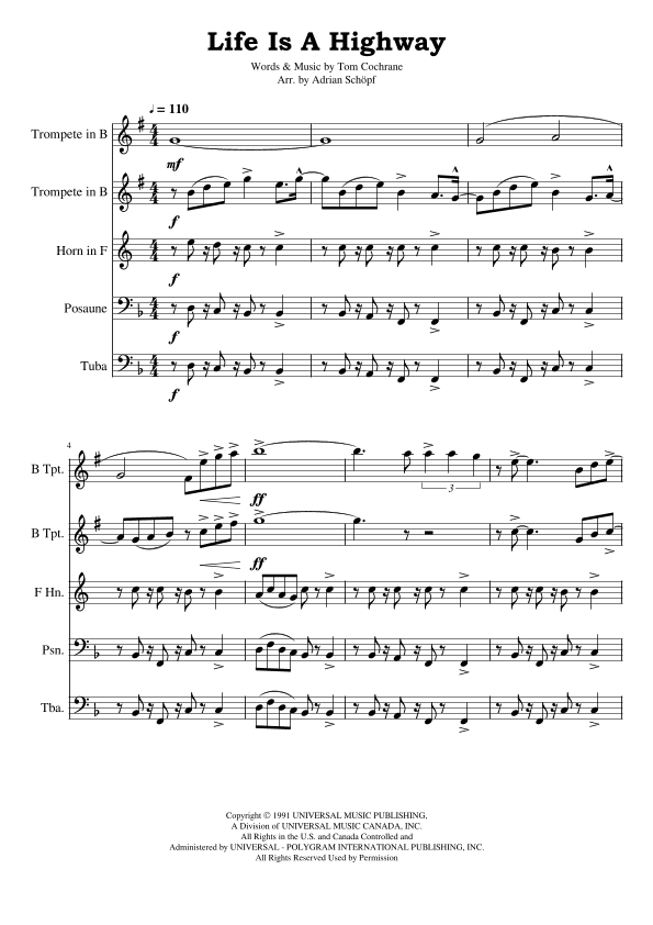 Life Is A Highway (arr. Adrian Schöpf)
