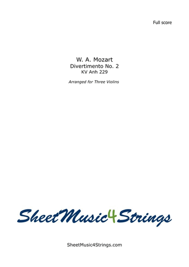 Mozart, W.A. - Divertimento No. 2, K. 229 (3 Violins) (arr. SheetMusic4Strings)