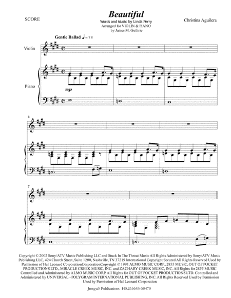 Beautiful (arr. James M. Guthrie, ASCAP)