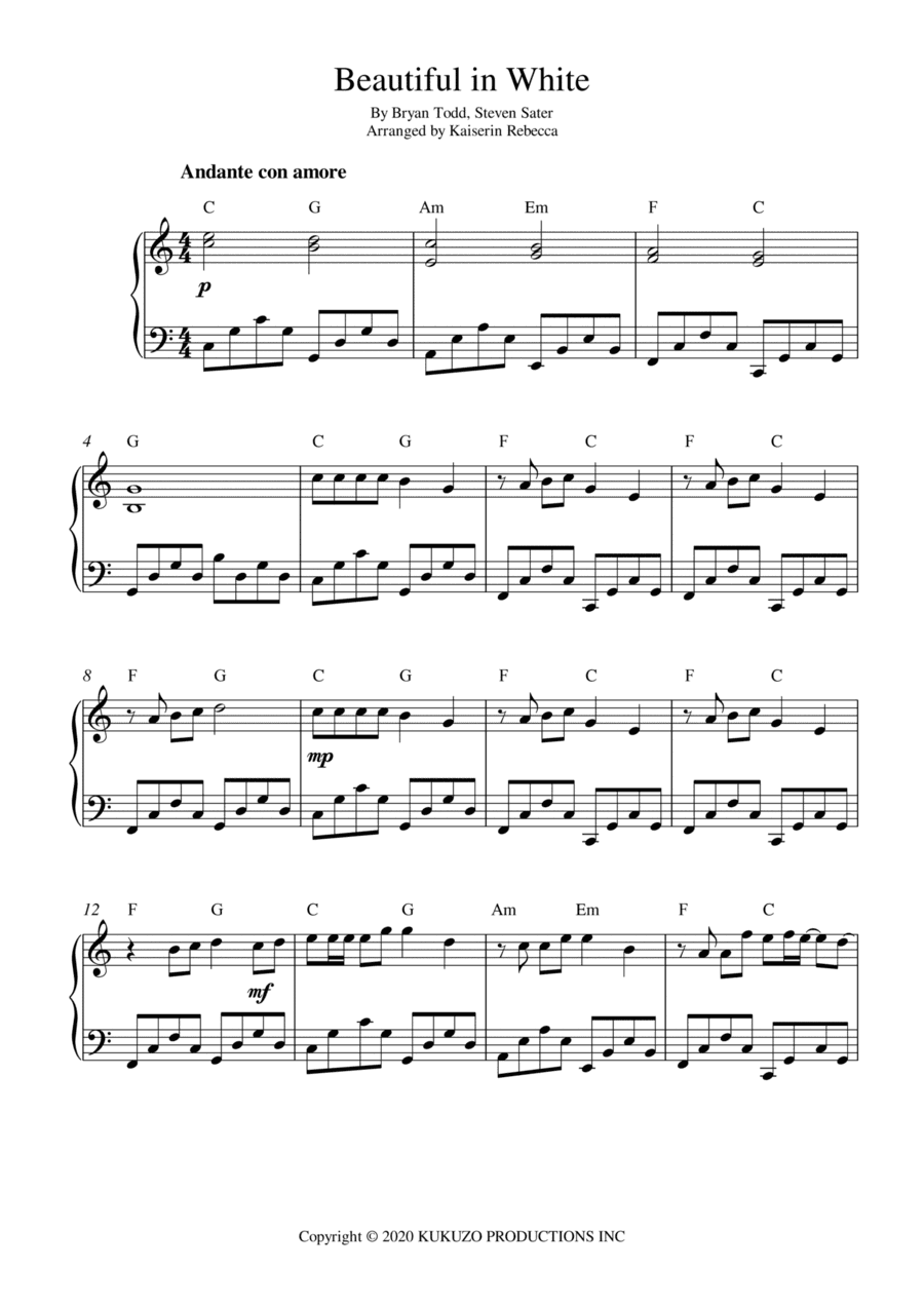 Beautiful In White (arr. Kaiserin Rebecca)