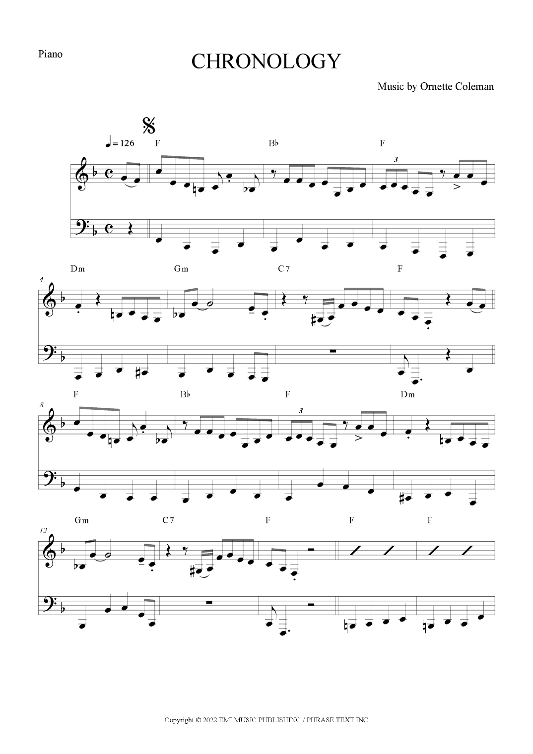 Chronology (arr. The Sheet Music Library)