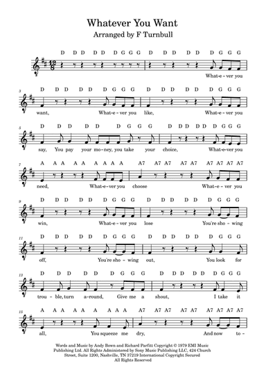 Whatever You Want (arr. F Turnbull)