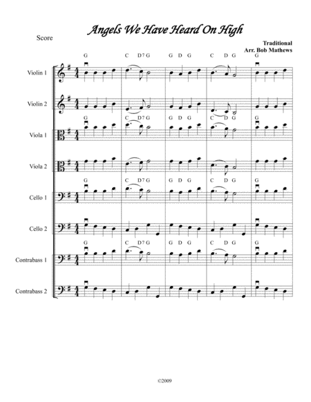 Angels We Have Heard On High for Strings (arr. Bob Mathews)