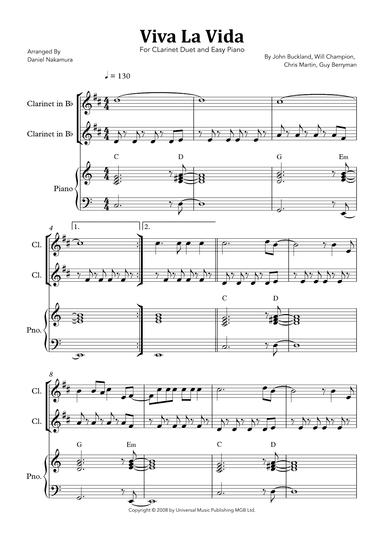 Viva La Vida (arr. Daniel Nakamura)