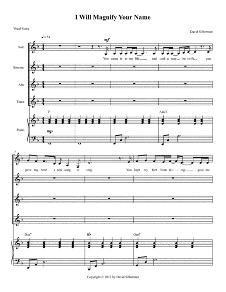 I Will Magnify Your Name (Piano/Vocal Score)