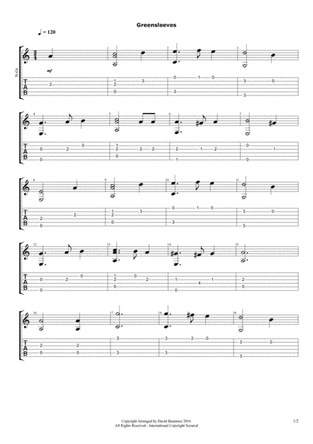 Greensleeves (arr. David Bannister)