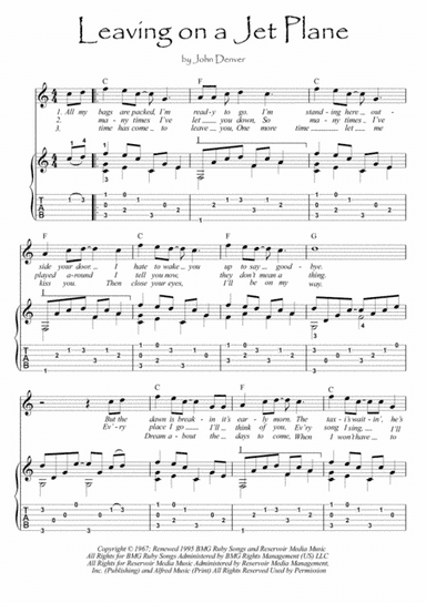 Leaving On A Jet Plane (arr. PianoSheetNow)