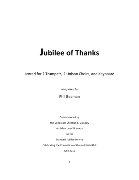 Jubilee of Thanks - 2 part choir, keyboard, 2 trumpets
