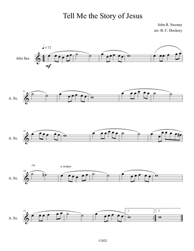 Tell Me the Story of Jesus (Alto Sax Solo) (arr. B. C. Dockery)