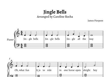 Jingle Bells easy piano score (arr. Caroline Rocha)
